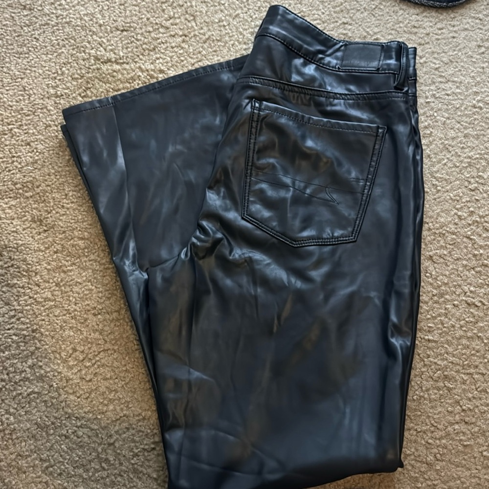 ~American eagle faux leather kick straight pants